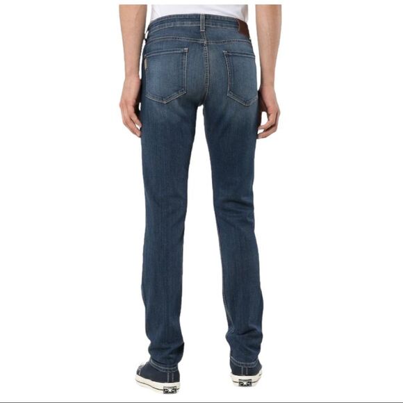 𝅺PAIGE Croft Dark Distressed Wash Skinny Stretch Jeans Size 28 - Picture 2 of 10